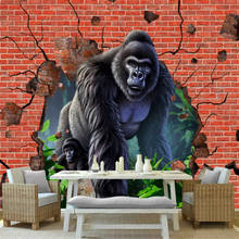 Papel de parede com foto personalizada em 3d, mural de tijolos, jardim, zoológico, sala de estar, plano de fundo, mural de papel de parede 2024 - compre barato