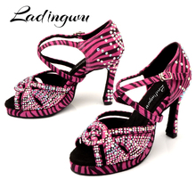 Ladingwu/туфли для латинских танцев на платформе; женская обувь для танцев с текстурой розы и зебры; замшевые туфли для бальных танцев; Свадебная обувь для танцев 2024 - купить недорого