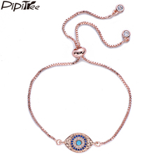 Pipitree Pitting Evil Eye Charm Bracelet Blue CZ Zircon Crystal Rose Gold Color Chain Men Women Bracelets Jewelry 2024 - buy cheap