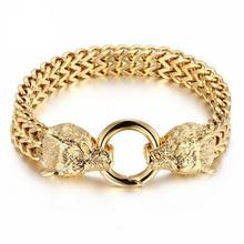 Rock Viking Wolf Charm Bracelet Men's Heavy Hiphop Stainless Steel Gold Mesh Chain Lion Skull Punk Bracelets Biker Jewelry 2024 - buy cheap