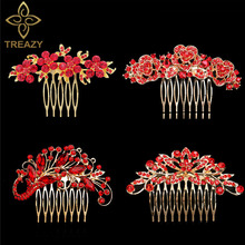 Treazy-pentes de cabelo feminino, joias de penteado para festa, casamento, animais, floral, vermelho, festa, baile, acessórios para cabelo 2024 - compre barato