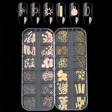 1 caja de tachuelas de Metal para manicura, Caballo dorado de oro, oro, rosa, Ojo de Diseño de uñas, copo de nieve, abalorios para decoración artística de uñas 3D 2024 - compra barato