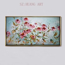 Selling hand-painted the modern high quality decoration art of lotus and flowers painting hotel lobby sofa in the bedroom 2024 - buy cheap