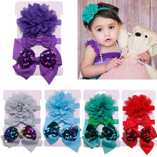 Yundfly 3pcs/lot Kids Elastic Floral Headband Sequins Bows Girls Baby Bowknot Hairband Set Girls Hair Accessories Gifts Set 2024 - buy cheap