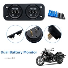 Monitor de bateria dupla display digital de carregamento carro isqueiro volt medidor led carro da motocicleta 12v 24v dc 2024 - compre barato
