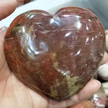 DHXYZB 80-90mm Natural Petrified Wood fossil heart Polished love palm crystal Quartz Rock stone Mineral Reiki Healing Home decor 2024 - buy cheap