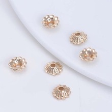 10PCS 8MM 24K Champagne Gold Color Plated Brass Flower Beads Caps High Quality Diy Jewelry Accessories 2024 - buy cheap