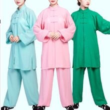 female spring&summer linen Tai chi wushu suit taijiquan martial arts uniforms kung fu performance clothing blue/purple/pink 2024 - buy cheap