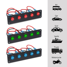 5 Gang ON-Off Button Toggle Rocker Switch Panel DC 12V-24V Waterproof Circuit Breakers Marine Boat LED Switch Panel Car 12v 2024 - buy cheap