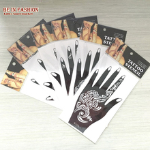 Estêncil de tatuagem de henna 6 fábricas, estêncil indiano para pintura de corpo, flor, mão, pé, pulso, glitter 2024 - compre barato