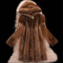 Autumn winter high-end elegant hooded Imitation mink coat female models medium long loose plus size 6XL women mink fur coat G887 2024 - buy cheap
