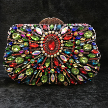 Women gold/blue/black Crystal diamond Clutch purse Evening Bag Metal Hard Case Designer Rhinestone Minaudiere Handbag wallet 2024 - buy cheap