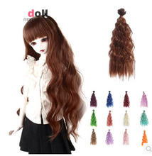Peruca de cabelo ondulado, 25*100cm moda 3 modos 15 cores variadas, boneco encaracolado, peruca de cabelo, boneca diy bjd 1/6 2024 - compre barato