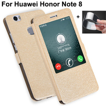 Чехлы для телефона с открытым окном для Huawei Honor Note 8, чехол с откидной крышкой на заднюю панель для Honor Note 8, Кожаные чехлы-книжки для Honor Note 8 2024 - купить недорого