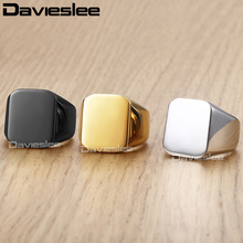 Davieslee clássico anel para homem suave 316l aço inoxidável anéis masculinos preto ouro prata cor dropshipping jóias presentes dhrm76 2024 - compre barato