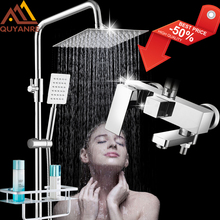 Quyanre Chrome Bathroom Shower Faucets Set Bathtub Shower Mixer Tap With Hook Commodity Shelf 3-way Mixer Shower Torneira Tap 2024 - buy cheap