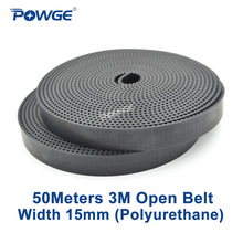 POWGE 50Meters HTD 3M open timing belt 3M-15mm Width 15mm Polyurethane steel PU Black HTD3M Synchronous Belt Laser CNC Engraving 2024 - buy cheap