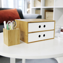 Cajón de bambú para oficina, caja de almacenamiento de archivos de escritorio, multiusos, Cosméticos/artículos diversos, joyero, decoración de mesa, doble Color 2024 - compra barato