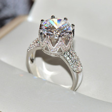 Utimtree anéis de noivado com 8 garras, zircônio aaa, joia, cor branca e dourada, para mulheres, faixa de casamento, cristal 2024 - compre barato