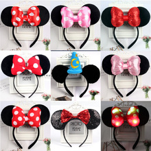Mickey Minnie Cute Mickey Mouse Headband Pink Ear Headband Bow Hair Accessories for Birthday Party Celebration 2019 2024 - buy cheap