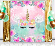 Fondo fotográfico con diseño de alas y flores de unicornio para fiesta de cumpleaños, telón de fondo de alta calidad con estampado de ordenador para Baby Shower 2024 - compra barato