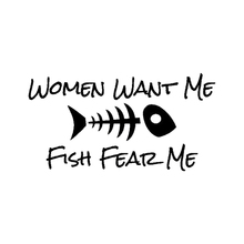 Pegatina de vinilo con diseño de "Want Me Fish Fear Me" para mujer, 18x9,4 cm, calcomanía para de coche, a la moda 2024 - compra barato