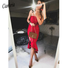 Sheath Red Strapless Homecoming Dresses With Ruffles Cocktail 2024 - buy cheap