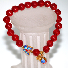 Pedra Natural 8mm rodada pulseira de miçangas para as mulheres red jades B2947 calcedônia pulseira pulseiras cloisonne jóias originais 7.5 polegadas 2024 - compre barato