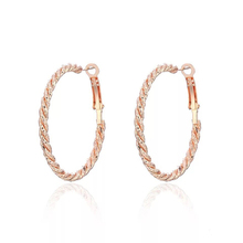 MxGxFam Rose Gold Color Round Circle Hoop Earrings For Women Rope Pattern Rose / White Gold Color Top Quality 2024 - buy cheap