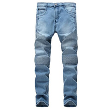 Pantalones vaqueros ajustados de algodón para hombre, Jeans elásticos desgastados, Jeans de Hip Hop, ropa de calle rasgada lavada 2024 - compra barato