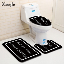 Zeegle 3pcs/set Bathroom Mats Set Toilet Rugs Toilet Lid Cover Anti-Slip Bath Mats Accessories Washable Floor Rugs Carpets Set 2024 - buy cheap