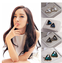 Joyería Fina triángulo pendientes de cristal azul/accesorios para mujer al por mayor/brincos femininos/boucle d'oreille/bijoux femme 2024 - compra barato