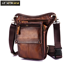 Casual Original Leather Men Fashion Small Travel Messenger Sling Bag Design Fanny Waist Belt Pack Phone Drop Leg Bag 211-4gb 2024 - buy cheap