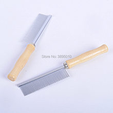 Stainless Steel Long Wooden Handle Pet Dog Cat Comb Grooming Brush Hair Removal Single Row Straight Comb F1122 2024 - buy cheap