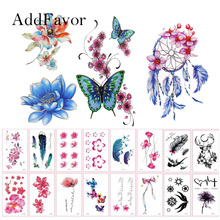 30 шт., поддельные тату-наклейки Addfavor, водонепроницаемые, с цветами, бабочками, цветочными буквами, временная татуировка для женщин, девочек, детей, боди-арт 2024 - купить недорого
