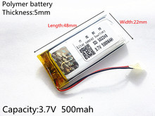 Celdas de batería recargable de polímero de litio li-po para Mp3, MP4, MP5, GPS, PSP, móvil, bluetooth, 3,7 V, 500mAh, 502248 2024 - compra barato