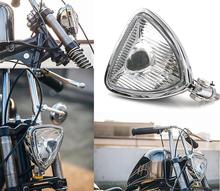 Farol triângulo vintage para motocicleta, farol estilo harley bobber personalizado, mini seção fina, farol retrô 2024 - compre barato