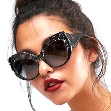 45616 Большие женские солнцезащитные очки кошачий глаз, Модные Винтажные Брендовые очки с узором из змеиной кожи UV400 2024 - купить недорого