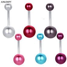 JUNLOWPY Fake Belly Rings  100pcs/lot Mix 6 Color Fashion Belly Ring Acrylic UV Pearl Navel Button Rings Belly Body Jewelry 2024 - buy cheap