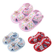 Sandalias de suela blanda de algodón para niña recién nacida, zapatos de princesa con estampado calado, para verano 2024 - compra barato