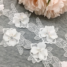 2 quintal 3d sequin flor deixa strass cristal rendas guarnição tecido fita applique costura artesanato vestido de casamento diy bandana 2024 - compre barato