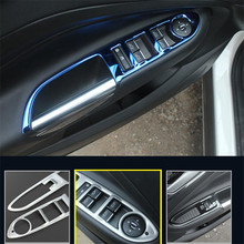 4 unids/set accesorios de acero inoxidable para el coche puerta Interior del reposabrazos pegatina de decoración del panel para Ford ESCAPE KUGA 2013-2019 2024 - compra barato