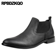 Calzado de cuero de grano completo para hombre, botines de diseñador sin cordones, botines de alta calidad, color negro Chelsea, 2021 auténtico, otoño 2024 - compra barato