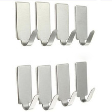 8PCS Self Adhesive Home Kitchen Wall Door Stainless Steel Holder Hook Hanger Cabinet Clothes Hanger Organizer Storage Rack #35 2024 - buy cheap
