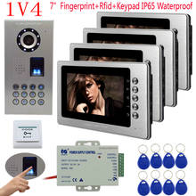 1v4 Fingerprint Keypad Intercoms for Private Houses Metal 7" Color Monitors IP65 Waterproof Doorbell with Camera Doorphones Kit 2024 - buy cheap