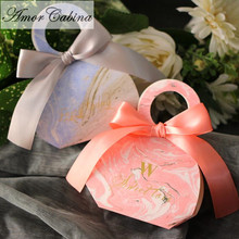 50pcs Creative marble style light blue pink romantic wedding like candy box party party supplies Bomboniera chocolate box 2024 - buy cheap