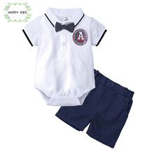 Conjunto de ropa para bebé, Pelele con corbata y pantalones cortos, 2 piezas, chándal, novedad de verano 2019, DXT490 2024 - compra barato