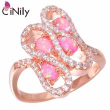 CiNily Created Pink Fire Opal Cubic Zirconia Rose Gold Color Wholesale for Women Jewelry Christmas Gift Ring Size 6-9 OJ9241 2024 - buy cheap