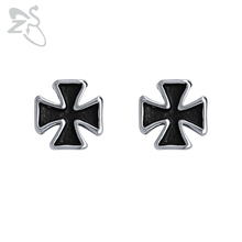ZS-pendientes de acero inoxidable con forma de cruz para hombre y mujer, aretes pequeños, estilo Punk, Hip Hop, color negro, 7-11mm 2024 - compra barato