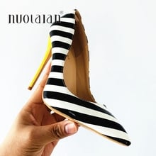 2019 White Black Women Pumps Patent Leather 8/10/12CM Thin Heels Design Women High Heels Party Wedding Shoes Shallow Pumps 2024 - buy cheap